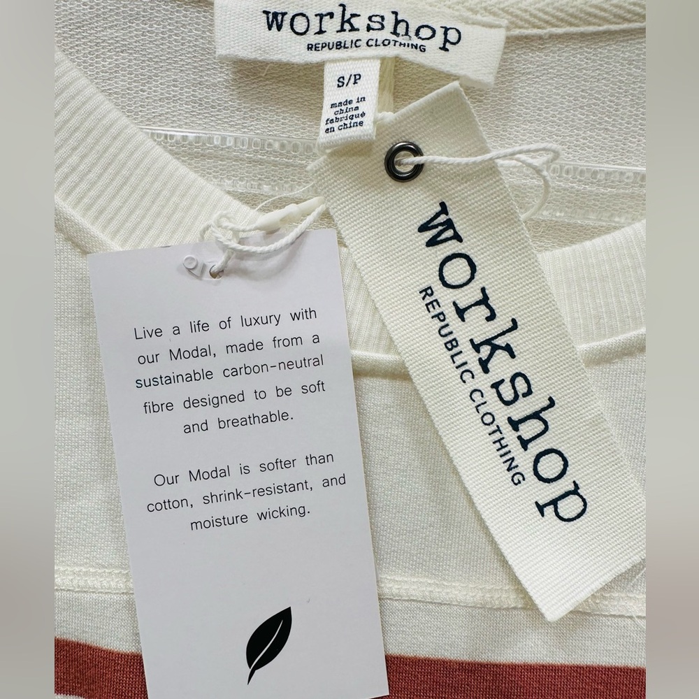 Workshop Republic Clothing Long Sleeve Top - Cream and Rust Orange Stripes - Picture 4 of 5